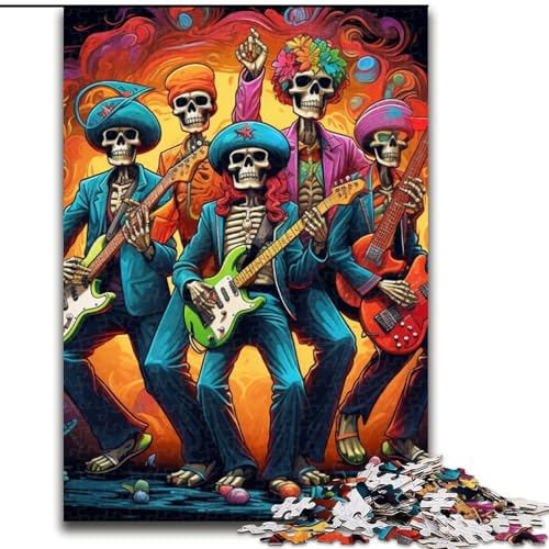 Puzzle mit 1000 Teilen für Erwachsene, Skelett spielt Gitarre, Puzzle für Erwachsene, 1000 Teile, anspruchsvolles Denkspiel für Teenager, perfekt als Heimdekoration oder Geschenk (Größe 50x75cm) von WGLINGX