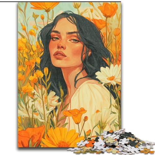 Puzzle mit 1000 Teilen für Erwachsene, Sommermädchen-Puzzle, geeignet für Geburtstage, Halloween, Thanksgiving, Ostern (Größe 26x38cm) von WGLINGX