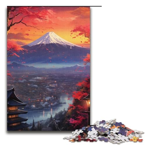 Puzzle mit 1000 Teilen für Erwachsene, Sonnenuntergang am Berg Fuji, Lernpuzzle, Geburtstagsgeschenk, Geschenke, Wandkunst (Größe 38 x 26 cm) von WGLINGX