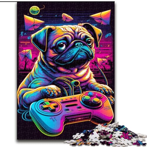 Puzzle mit 1000 Teilen für Erwachsene, Spiel „Mops“, Puzzle mit 1000 Teilen, entspannende Unterhaltung, Heimdekoration (Größe 26x38cm) von WGLINGX