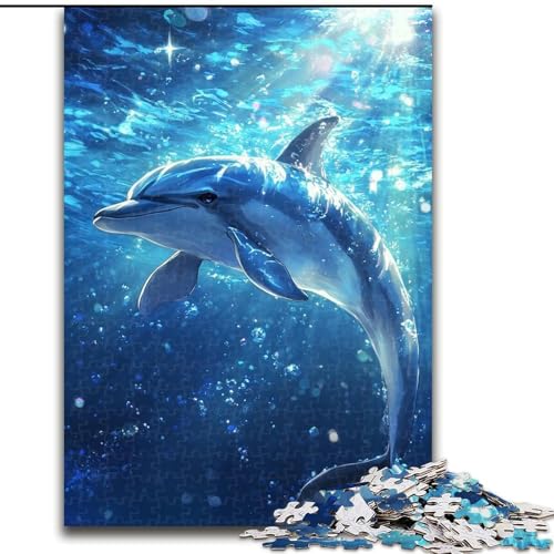 Puzzle mit 1000 Teilen für Erwachsene, Tier-Delfin-Puzzles für 1000 Teile, Weihnachten, Halloween, Muttertag, Neujahr, Ostergeschenk (Größe 26x38cm) von WGLINGX