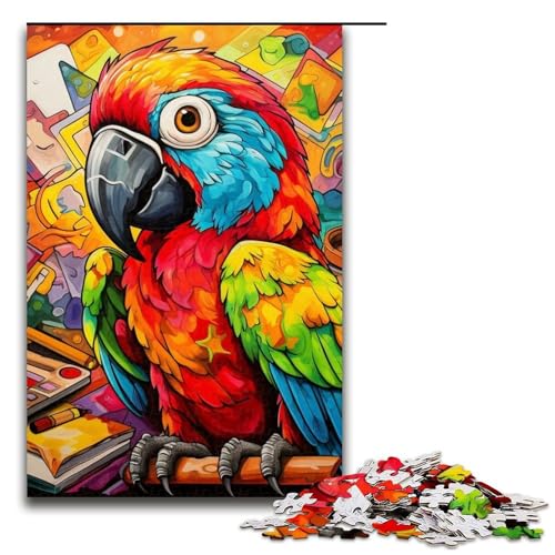 Puzzle mit 1000 Teilen für Erwachsene, Tiere, Vögel, Papageien, Heimdekoration, Puzzle mit passendem Poster und Quizblatt, 75 x 50 cm von WGLINGX