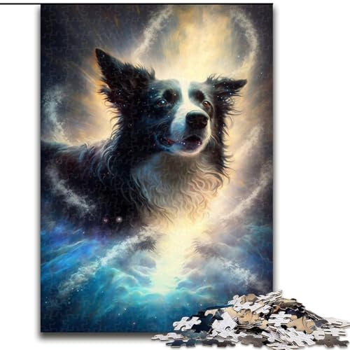 Puzzle mit 1000 Teilen für Erwachsene, Traum-Border-Collie-Puzzle aus Pappe, DIY-Dekoration, anspruchsvolle (Größe 26x38cm) von WGLINGX