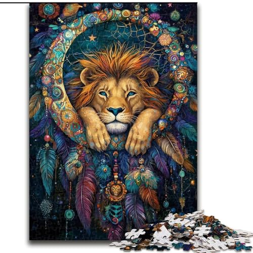 Puzzle mit 1000 Teilen für Erwachsene, Traumfänger-Löwe, Puzzles 1000 Teile für Erwachsene, Weihnachten, Halloween, Muttertag, Neujahr, Ostergeschenk (Größe 26x38cm) von WGLINGX