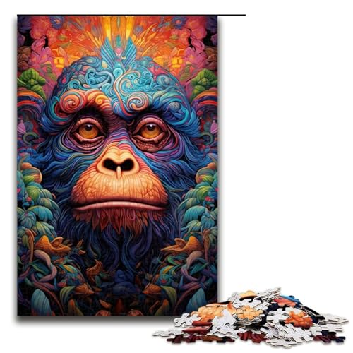 Puzzle mit 1000 Teilen für Erwachsene, Trippy Gorilla-Puzzle, Lernpuzzle, Geburtstagsgeschenk, Geschenke, Wandkunst (Größe 50 x 75 cm) von WGLINGX