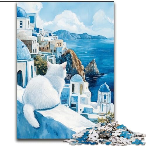 Puzzle mit 1000 Teilen für Erwachsene, Türkische Angorakatze, geeignet für Geburtstage, Halloween, Thanksgiving, Ostern (Größe 50x75cm) von WGLINGX