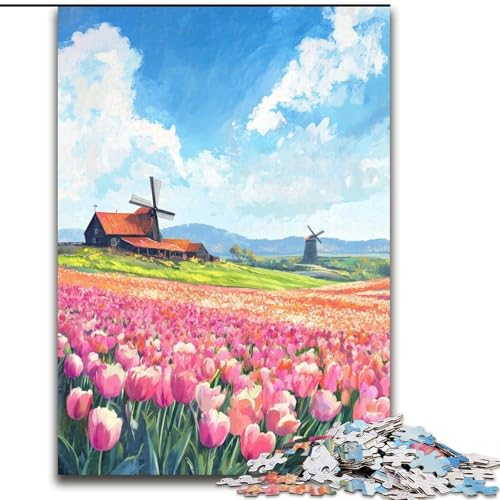Puzzle mit 1000 Teilen für Erwachsene, Tulpengarten-Puzzles 1000 Teile für Erwachsene, Weihnachten, Halloween, Muttertag, Neujahr, Ostergeschenk (Größe 26x38cm) von WGLINGX