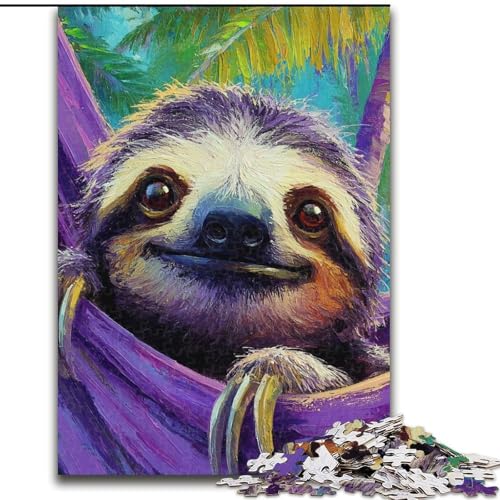 Puzzle mit 1000 Teilen für Erwachsene, Waldfaultier-Puzzle mit 1000 Teilen für Erwachsene, Heimdekoration, Familienspaß, ab 14 Jahren (Größe 26x38cm) von WGLINGX