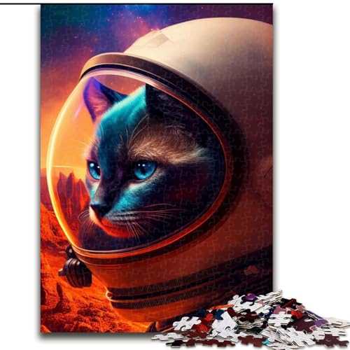 Puzzle mit 1000 Teilen für Erwachsene, Weltraum-Siamkatze, Puzzle für Erwachsene, anspruchsvolles Denkspiel für Teenager, Spaß für den Spieleabend mit der Familie (Größe 26x38cm) von WGLINGX