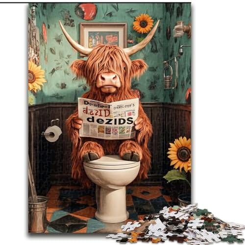Puzzle mit 1000 Teilen für Erwachsene, Yak in der Toilette, Puzzle mit 1000 Teilen für Jugendliche ab 14 Jahren, Heimdekoration (Größe 26x38cm) von WGLINGX