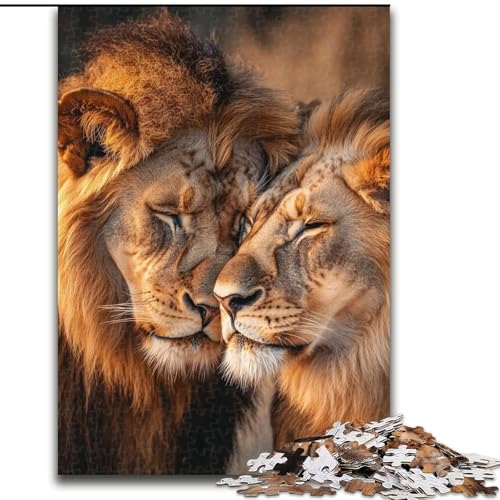 Puzzle mit 1000 Teilen für Erwachsene, afrikanischer Savannenlöwe, interaktives Familienspiel, geeignet für Kinder ab 14 Jahren (Größe 26x38cm) von WGLINGX