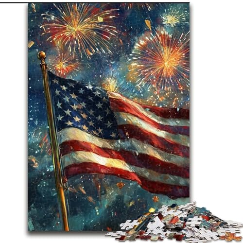 Puzzle mit 1000 Teilen für Erwachsene, amerikanische Flagge, 1000-teiliges Puzzle, Heimdekoration, Familienspaß, ab 14 Jahren (Größe 50x75cm) von WGLINGX