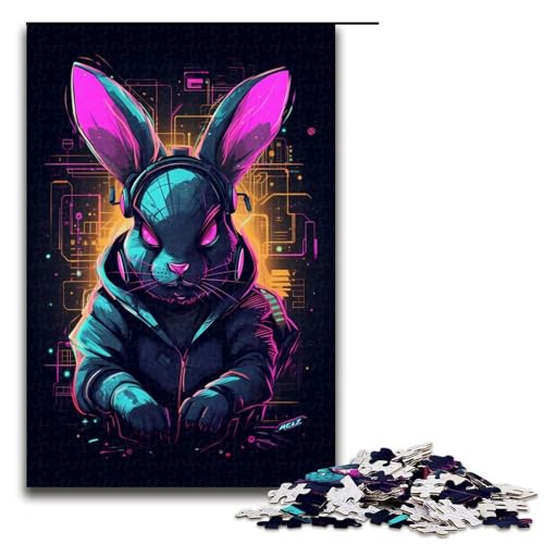 Puzzle mit 1000 Teilen für Erwachsene, buntes Kaninchen-Musik-Puzzle, Lernspiele helfen dem Gehirn, süchtig machendes Spielzeug zur Förderung der Geduld (Größe 50 x 75 cm) von WGLINGX