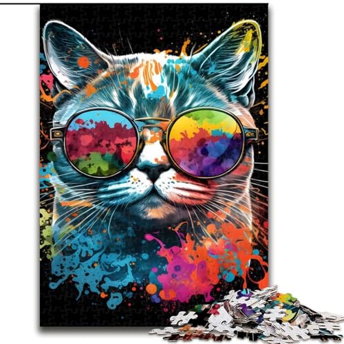 Puzzle mit 1000 Teilen für Erwachsene, buntes Katzen-Tier-Mal-Puzzle, 1000 Teile für Erwachsene, Kinder ab 14 Jahren (Größe 26x38cm) von WGLINGX