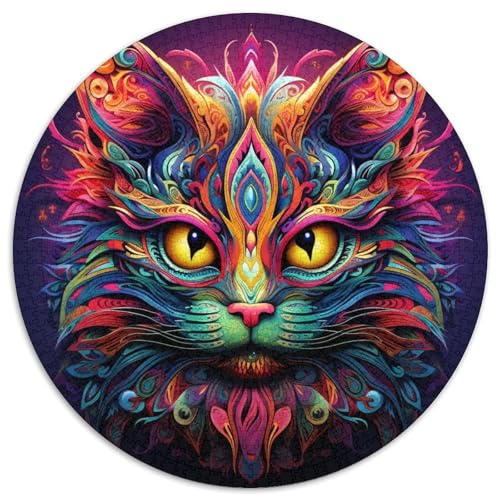 Puzzle mit 1000 Teilen für Erwachsene, buntes Kunst-Katzen-Puzzle aus Karton, rund, Geburtstage, Feiertage, Weltraum-Party-Dekorationen 67,5 x 67,5 cm Puzzle mit 1000 Teilen für Erwachsene, buntes Kunst-Katzen-Puzzle aus Karton, rund, Geburtstage, Feiertage, Weltraum-Party-Dekorationen 67,5 x 67,5 cm von WGLINGX