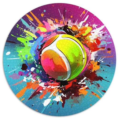 Puzzle mit 1000 Teilen für Erwachsene, buntes Tennis-Puzzle aus Karton, rund, Geburtstage, Feiertage, Weltraum-Party-Dekorationen 67,5 x 67,5 cm Puzzle mit 1000 Teilen für Erwachsene, buntes Tennis-Puzzle aus Karton, rund, Geburtstage, Feiertage, Weltraum-Party-Dekorationen 67,5 x 67,5 cm von WGLINGX