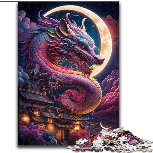 Puzzle mit 1000 Teilen für Erwachsene, chinesischer Drache, 1000-teiliges Puzzle für Erwachsene, entspannende Unterhaltung, Heimdekoration (Größe 50x75cm) von WGLINGX