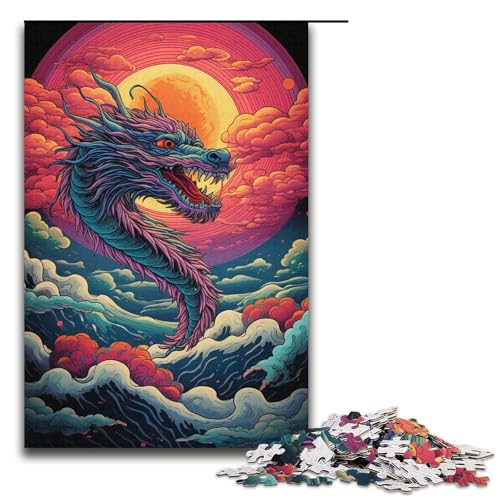 Puzzle mit 1000 Teilen für Erwachsene, chinesisches Drachenpuzzle, Lernspiele, Geschenkideen für Teenager ab 14 Jahren (Größe 38 x 26 cm) von WGLINGX