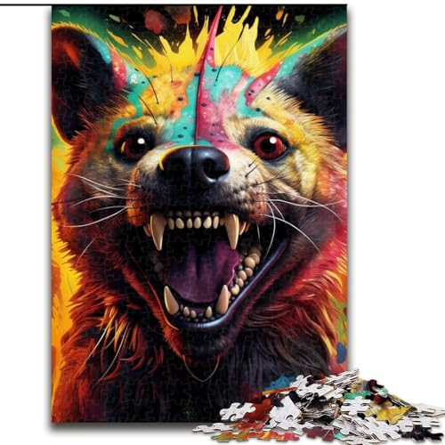Puzzle mit 1000 Teilen für Erwachsene, farbenfrohes Hyänen-Puzzle für Erwachsene, 1000 Teile, anspruchsvolles Denkspiel für Teenager, perfekt als Heimdekoration oder Geschenk (Größe 26x38cm) von WGLINGX