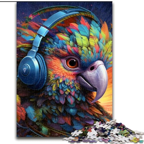 Puzzle mit 1000 Teilen für Erwachsene, farbenfrohes Papageien-Holzpuzzle für Erwachsene, EIN tolles Geschenk für Familienspaß (Größe 50x75cm) von WGLINGX