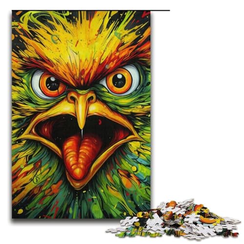 Puzzle mit 1000 Teilen für Erwachsene, grüner Vogel, Denkspiel, Weihnachts- und Geburtstagsgeschenk (Größe 38 x 26 cm) von WGLINGX