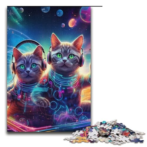 Puzzle mit 1000 Teilen für Erwachsene, magische Kunst, Katzen-Puzzle, lustiges Geschenk (Größe 38 x 26 cm) von WGLINGX
