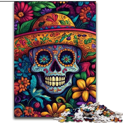 Puzzle mit 1000 Teilen für Erwachsene, mexikanisches Totenkopf-Puzzle für Erwachsene, 1000 Teile, anspruchsvolles Denkspiel für Teenager, Familienspaß, DIY-Heimdekor-Geschenk (Größe 50x75cm) von WGLINGX