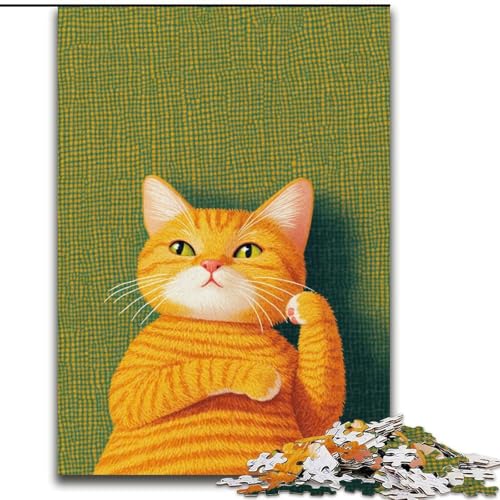 Puzzle mit 1000 Teilen für Erwachsene, orangefarbenes Katzen-Puzzle, geeignet für Geburtstage, Halloween, Thanksgiving, Ostern (Größe 50x75cm) von WGLINGX