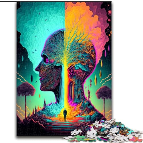 Puzzle mit 1000 Teilen für Erwachsene, psychedelisches, anspruchsvolles Denkspiel für Familienspaß, perfekt für den Urlaub, interaktive Spieleabende, Größe 50x75cm von WGLINGX