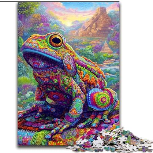Puzzle mit 1000 Teilen für Erwachsene, psychedelisches Frosch-Puzzle, geeignet für Geburtstage, Halloween, Thanksgiving, Ostern (Größe 26x38cm) von WGLINGX