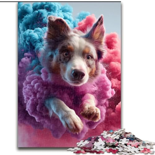 Puzzle mit 1000 Teilen für Erwachsene, rennender Hund, geeignet für Geburtstage, Halloween, Thanksgiving, Ostern (Größe 26x38cm) von WGLINGX