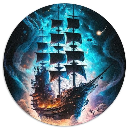 Puzzle mit 1000 Teilen für Erwachsene, rundes Puzzle „Kosmisches Piratenschiff“ aus Karton, Geburtstage, Feiertage, Weltraumparty-Dekorationen 67,5 x 67,5 cm Puzzle mit 1000 Teilen für Erwachsene, rundes Puzzle „Kosmisches Piratenschiff“ aus Karton, Geburtstage, Feiertage, Weltraumparty-Dekorationen 67,5 x 67,5 cm von WGLINGX