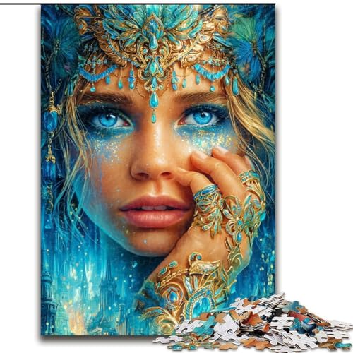 Puzzle mit 1000 Teilen für Erwachsene, schöne Frau, geeignet für Geburtstage, Halloween, Thanksgiving, Ostern (Größe 50x75cm) von WGLINGX