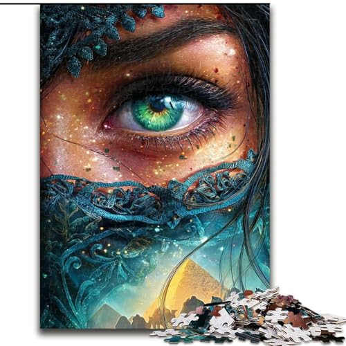 Puzzle mit 1000 Teilen für Erwachsene, schöne ägyptische Frau, geeignet für Geburtstage, Halloween, Erntedankfest, Ostern (Größe 26x38cm) von WGLINGX
