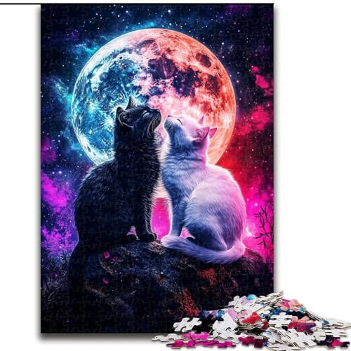 Puzzle mit 1000 Teilen für Erwachsene, schwarz-weißes Katzen-Puzzle, geeignet für Geburtstage, Halloween, Thanksgiving, Ostern (Größe 26x38cm) von WGLINGX
