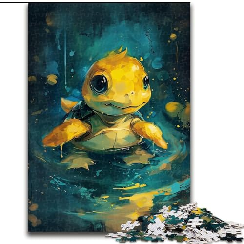 Puzzle mit 1000 Teilen für Erwachsene, süße kleine gelbe Schildkröte, Puzzle für 1000 Teile, anspruchsvolles DIY-Denkspiel, interaktives Familienspiel (Größe 26x38cm) von WGLINGX