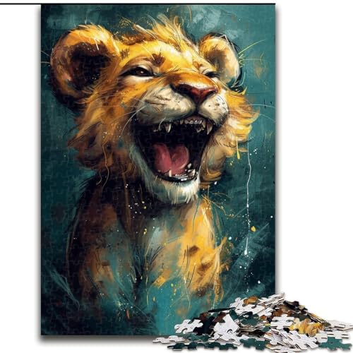 Puzzle mit 1000 Teilen für Erwachsene, süßer Kleiner gelber Löwe, 1000-teiliges Puzzle für Erwachsene, anspruchsvolles DIY-Denkspiel, interaktive Familienaktivität (Größe 26x38cm) von WGLINGX