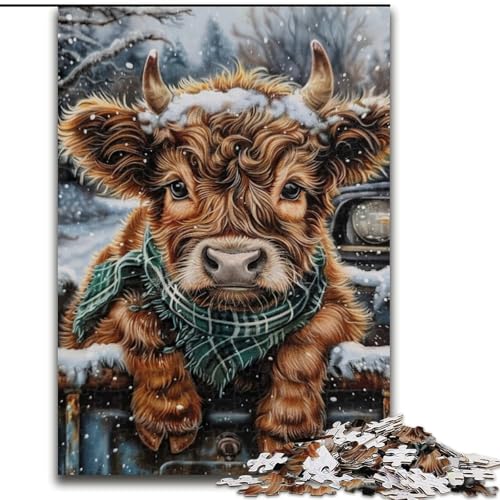 Puzzle mit 1000 Teilen für Erwachsene, süßes Hochlandkuh-Puzzle, 1000 Teile für Jugendliche ab 14 Jahren, Heimdekoration (Größe 50x75cm) von WGLINGX