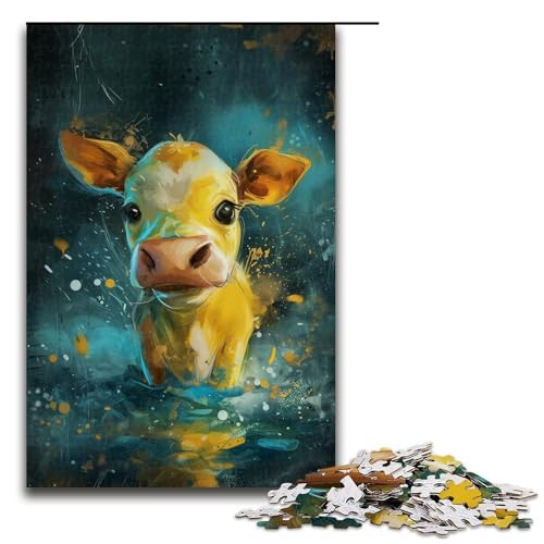 Puzzle mit 1000 Teilen für Erwachsene, süßes kleines gelbes Kuh-Puzzle, verbessert das Gedächtnis für Teenager ab 14 Jahren (Größe 50 x 75 cm) von WGLINGX