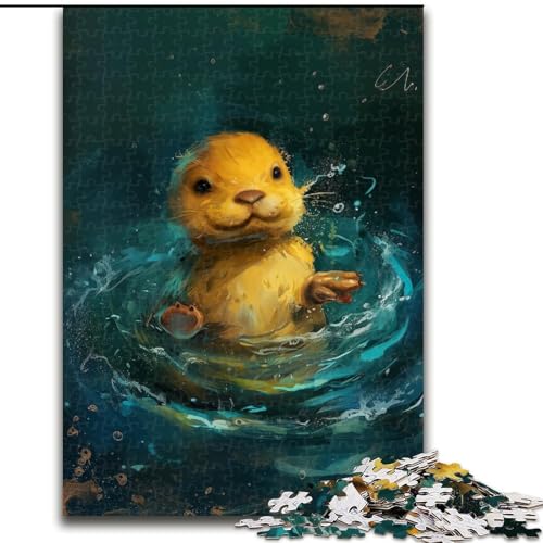 Puzzle mit 1000 Teilen für Erwachsene, süßes kleines gelbes Otter-Puzzle für Erwachsene, Geburtstage, Feiertage und als Heimdekoration (Größe 50x75cm) von WGLINGX