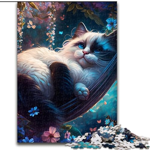 Puzzle mit 1000 Teilen für Erwachsene, weiße Katze, schlafend, Puzzle für Erwachsene, 1000 Teile, anspruchsvolles Denkspiel für Teenager, perfekt als Heimdekoration oder Geschenk (Größe 26x38cm) von WGLINGX
