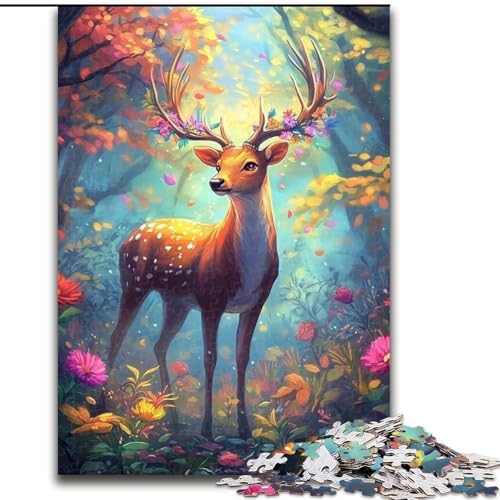 Puzzle mit 1000 Teilen für Erwachsene, wunderschönes Hirsch-Puzzle mit 1000 Teilen, Heimdekoration, Familienspaß, ab 14 Jahren (Größe 26x38cm) von WGLINGX