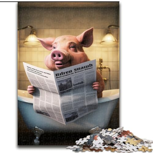 Puzzle mit 1000 Teilen für Erwachsene,Schwein liest Zeitung,Puzzle mit 1000 Teilen für Erwachsene,perfekt als Dekoration für Zuhause und Büro,Partys,Geburtstage und Feiertagsgeschenke (Größe 50x75cm) Puzzle mit 1000 Teilen für Erwachsene,Schwein liest Zeitung,Puzzle mit 1000 Teilen für Erwachsene,perfekt als Dekoration für Zuhause und Büro,Partys,Geburtstage und Feiertagsgeschenke (Größe 50x75cm) von WGLINGX