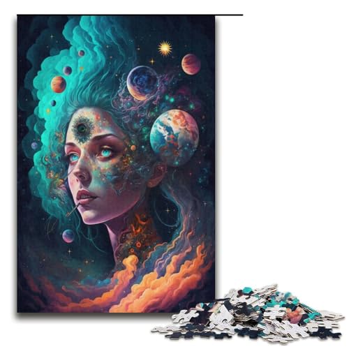 Puzzle mit 1000 Teilen für Erwachsene „Cosmic High“ mit passendem Poster und Quizblatt für Teenager ab 14 Jahren (Größe 38 x 26 cm) von WGLINGX