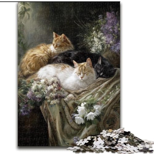 Puzzle mit 1000 Teilen für Erwachsene Wunderschöne viktorianische Katzen-Puzzles Geeignet für Geburtstage, Halloween, Thanksgiving, Ostern (Größe 26x38cm) von WGLINGX
