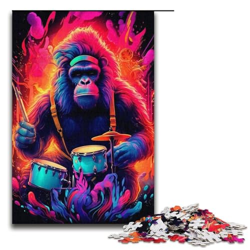Puzzle mit 1000 Teilen für Erwachsene und Teenager, Gorillas-Puzzle für Teenager, Kartonpuzzle, Lernspiel für Erwachsene (Größe 38 x 26 cm) von WGLINGX