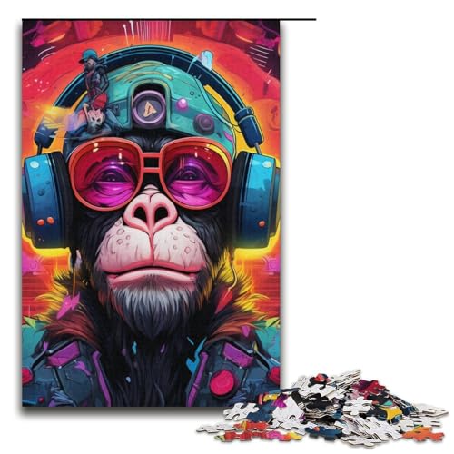 Puzzle mit 1000 Teilen für Erwachsene und Teenager, Kopfhörer-Hunde-Puzzle für Teenager, Kartonpuzzle, Lernspiel für Erwachsene (Größe 38 x 26 cm) von WGLINGX