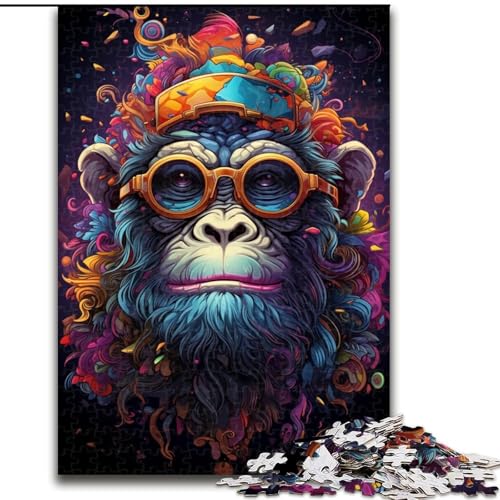 Puzzle mit 1000 Teilen für Erwachsene. Bizarrer bunter AFFE. 1000-teiliges Puzzle für Erwachsene. Entspannende Unterhaltung, Heimdekoration (Größe 26x38cm) von WGLINGX