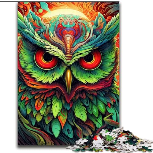Puzzle mit 1000 Teilen für Erwachsene. Farbige Eulen-Puzzles für Erwachsene. 1000 Teile, anspruchsvolles Denkspiel für Teenager, perfekt als Heimdekoration oder Geschenk (Größe 26x38cm) von WGLINGX