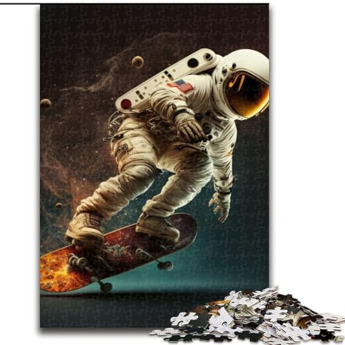 Puzzle mit 1000 Teilen für Erwachsene. Lustige Astronauten-Skateboard-Puzzles für Erwachsene. Anspruchsvolles Denkspiel für Teenager, Spaß für den Spieleabend mit der Familie (Größe 26x38cm) von WGLINGX